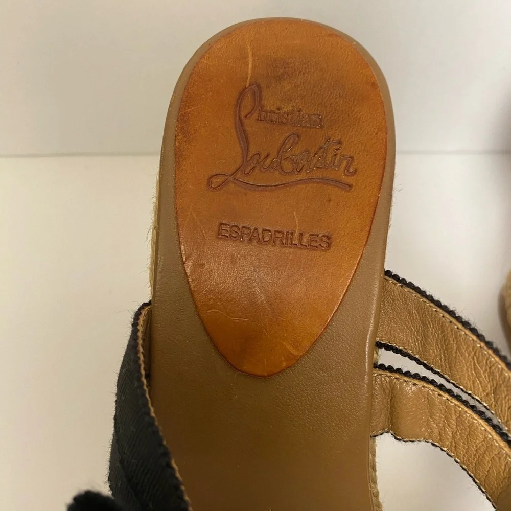 Christian Louboutin delfin wedge espadrille sandals black 37 7 - Picture 10 of 10